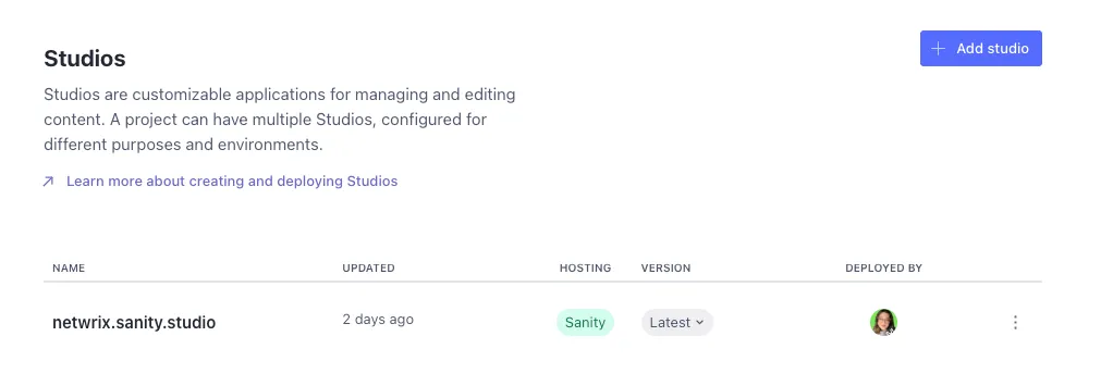 sanity dashboard